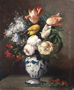 Vase of flowers by Germain Theodure Clement Ribot