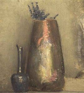 Still Life of Two Vases on a Shelf by Thomas William Roberts