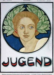 Young Woman with a wreath of laurel, illustration from Jugend Magazine, 24th July 1897
