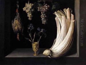 Still Life with Cardoon, Francolin, Grapes and Irises by Felipe Ramirez