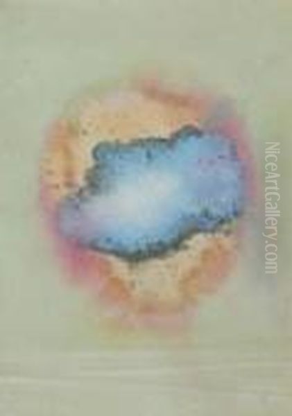 Tache Bleue Sur Fond Rose Et Vert - view 1