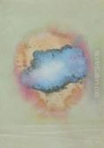 Tache Bleue Sur Fond Rose Et Vert by Henri Pfeiffer