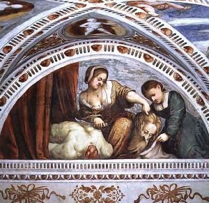 Judith and Holofernes, lunette, 1531-32 by Gerolamo Romanino