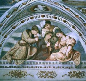 The Concert wind instruments, lunette, 1531-32 by Gerolamo Romanino