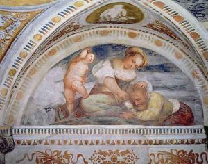 Samson and Delilah, lunette, 1531-32 by Gerolamo Romanino