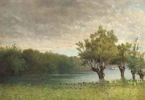 The boating party on the river - view 1
