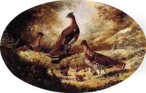 Grouse Family by Ferdinand Richardt