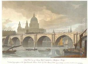 South West view of Saint Paul's Cathedral, and Blackfriars Bridge by W. Bennet by George Fennel Robson
