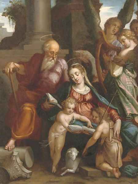 The Holy Family with Saint John the Baptist and Angels making music - view 1