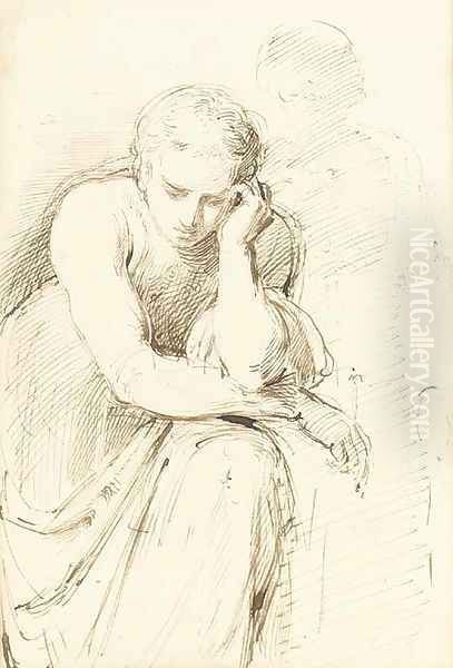 Study of a figure in contemplation - view 1