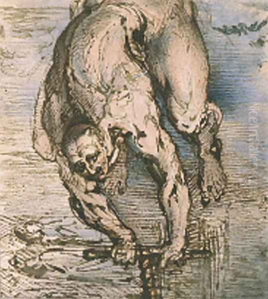 A Damned Soul hanging from a Gothic building - view 1