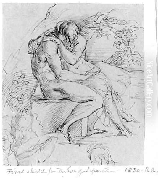 A study for 'The Eve of Separation' by George Richmond