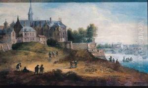 Riverlandscapes with castles, shipping and travellers Riverlandscapes with castles, shipping and travellers