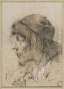 Tete D'homme De Profil Portant Un Chapeau by Giovanni Battista Piazzetta