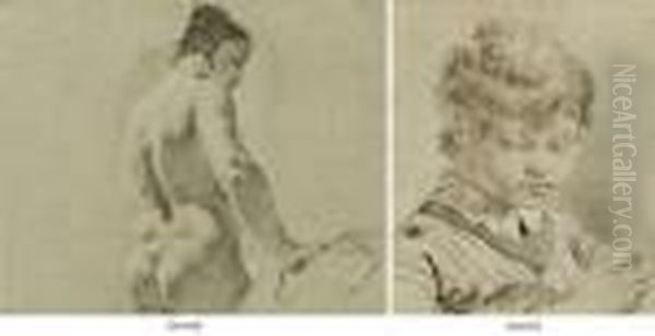 Tete De Jeune Garcon ; Femme Nue, Vue De Dos - view 1
