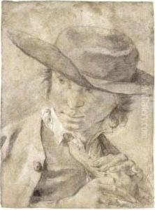 A Boy In A Broad-brimmed Hat, Holding A Flute by Giovanni Battista Piazzetta