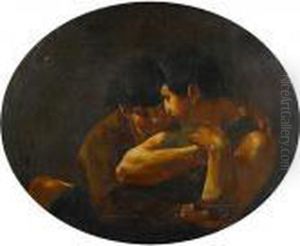 Two Young Men In An Embrace by Giovanni Battista Piazzetta