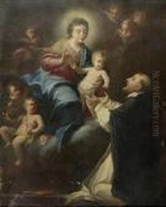 The Virgin Of The Rosary With Child And Saint Dominic by Giovanni Battista Piazzetta