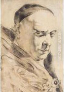 [circle Of Giovanni Battista 
Piazzetta ; Head Of A Man ; Black Chalk And Stumping ; Bears Erased 
Inscription, Upper Left] by Giovanni Battista Piazzetta