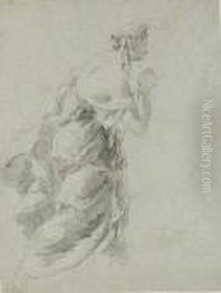 Femme Agenouillee Les Mains Jointes, Vue De Profil Vers La Droite - view 1