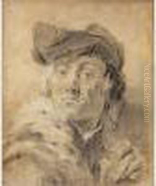 Tete De Jeune Homme Portant Un Bonnet De Velours - view 1
