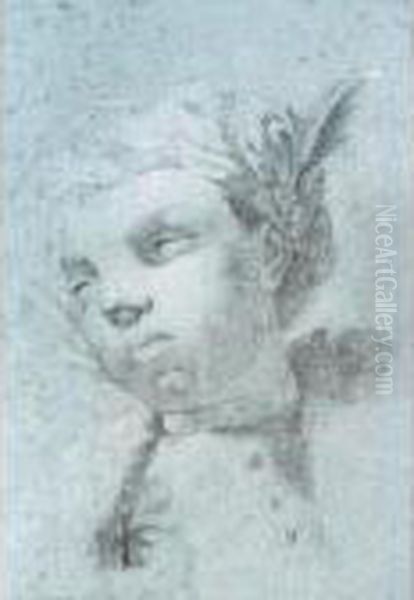 Study Of A Head Of A Young Boy Wearing A Turban With A Feather - view 1