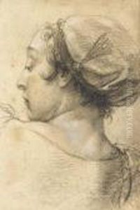 The Head Of Woman Turned To The Left by Giovanni Battista Piazzetta