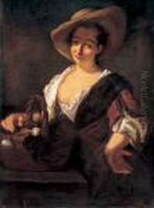 Giovane Popolana Con Cappello Di Paglia E Cesta Di Ortaggi