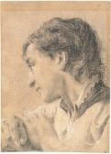 Head Of A Young Man Looking Down To The Left by Giovanni Battista Piazzetta