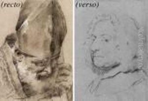 The Head Of A Bishop Looking
Down To The Right (recto); Portrait Of A Gentleman, Bust Length, Turned
To The Left (verso) by Giovanni Battista Piazzetta
