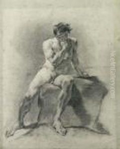 A Seated Male Nude by Giovanni Battista Piazzetta