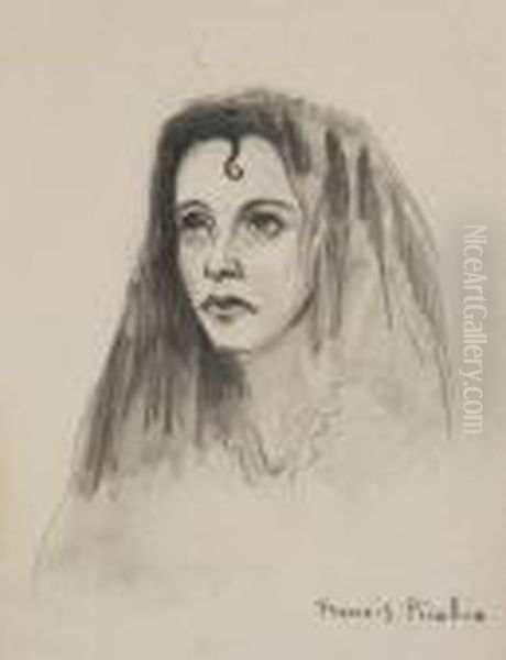 Espagnole Crayon Et Fusain Sur Papier - view 1