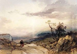 Figures On A Country Road Near Ambleside, Westmoreland by Thomas Miles Richardson, Jnr.