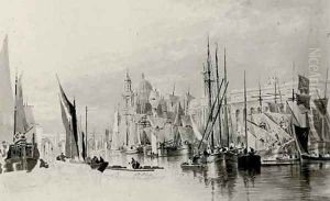 The Grand Canal, Venice, crowded with boats by Thomas Miles Richardson, Jnr.