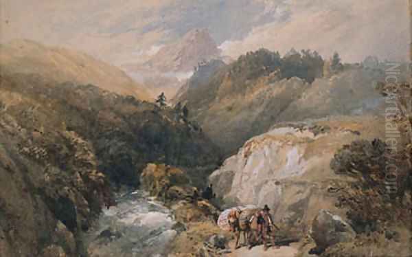 A Figure And A Pack Horse On A Track In The Pyrenees - view 1