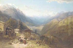 The Rhane Valley from the Forclass, Pass of the Tete Noire by Thomas Miles Richardson, Jnr.