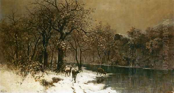Deer in a Wintery Forest - view 1
