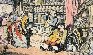 Death and the Apothecary or The Quack Doctor, illustration from The English Dance of Death, published by R. Ackermann, London 1815-17 by Thomas Rowlandson