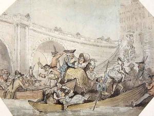 The Arrival of Ferries at London Bridge by Thomas Rowlandson