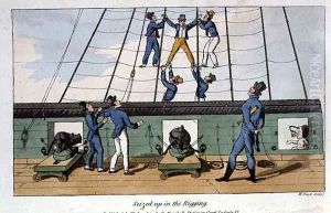Seized up in the Rigging, plate from The Adventures of Johnny Newcome in the Navy by John Mitford 1782-1831 engraved by W. Read, 1818