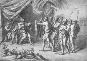 Joseph's brothers show his bloodied coat to their father by John Michael Rysbrack