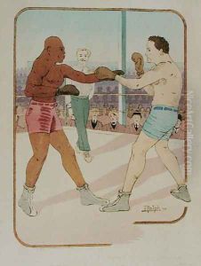 Poster advertising the Jeffries-Johnson boxing match, 1910 by Ralph