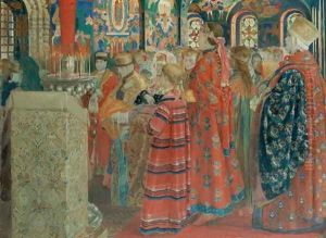 Seventeenth Century Russian Women at Church, 1899 by Andrei Petrovich Ryabushkin
