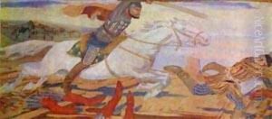 Prince Ukhtomsky In The Battle With Tartars At Volga In 1469 1904 by Andrei Petrovich Ryabushkin