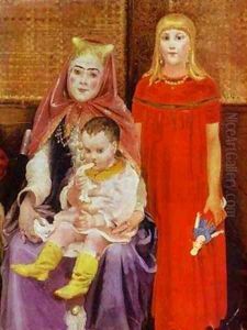 A Merchant Family In The XVII Century Detail 2 1896 by Andrei Petrovich Ryabushkin