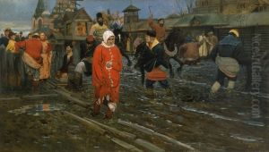 A XVII Century Moscow Street On A Holiday Detail 3 1895 by Andrei Petrovich Ryabushkin