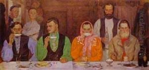 Tea Drinking 1903 by Andrei Petrovich Ryabushkin