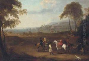 An Elegant Hunting Party in an Extensive Landscape by James Ross