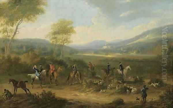 A Hunting Party With Hounds In An Extensive River Landscape - view 1