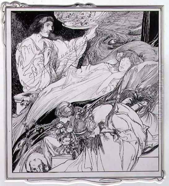 There She Lay, Looking So Beautiful, illustration from Briar Rose, The True Annals of Fairyland - The Reign of King Herla, pub. by J.M. Dent and Co. Ltd., 1900 - view 1